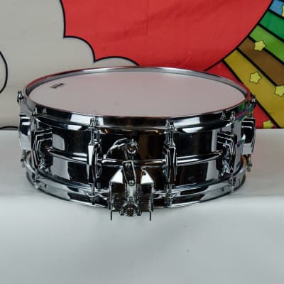 Used Early 60's Ludwig 14 x 5" Super Sensitive Chrome over Brass Snare Drum, as is image 6