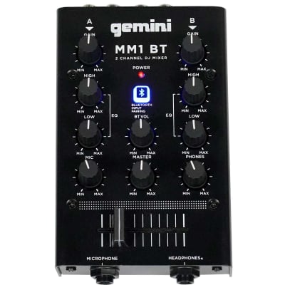 Gemini MM1BT 2-Channel 2-Band EQ Professional Analog DJ Mixer w Bluetooth image 1