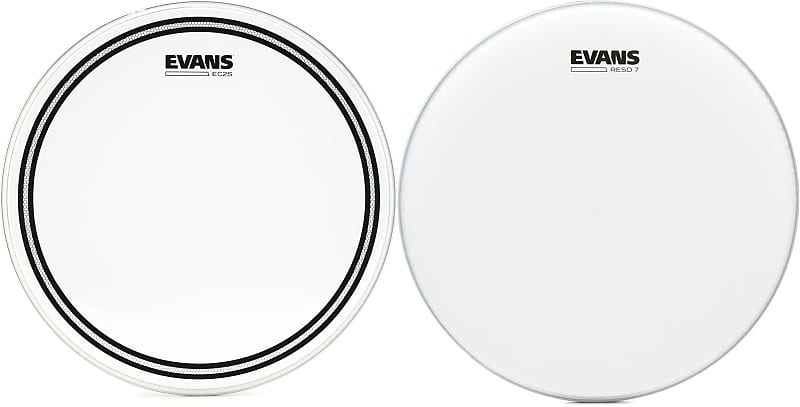 Evans EC2S Clear Drumhead - 14 inch  Bundle with Evans Reso 7 Coated Resonant Drumhead - 14 inch image 1