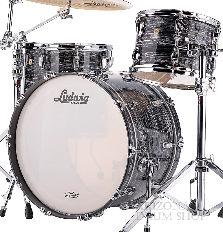 Ludwig Classic Maple Pro Beat Vintage Black Oyster 3-piece Shell Pack 13/16/24 image 1