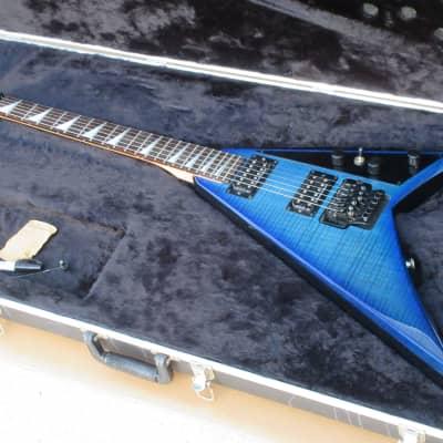 Jackson Randy Rhoads Flying V Blue Burst Flametop Guitar