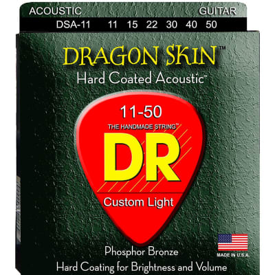 DR Strings Dragon Skin Clear Coated Acoustic Guitar Strings: Custom Light 11-50 (2-Pack) image 1