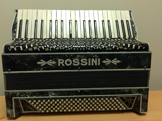 Rossini Student Model Musette Accordion 41 Key 120 Bass 1930s 1940s Gunmetal Pearl Repair Parts