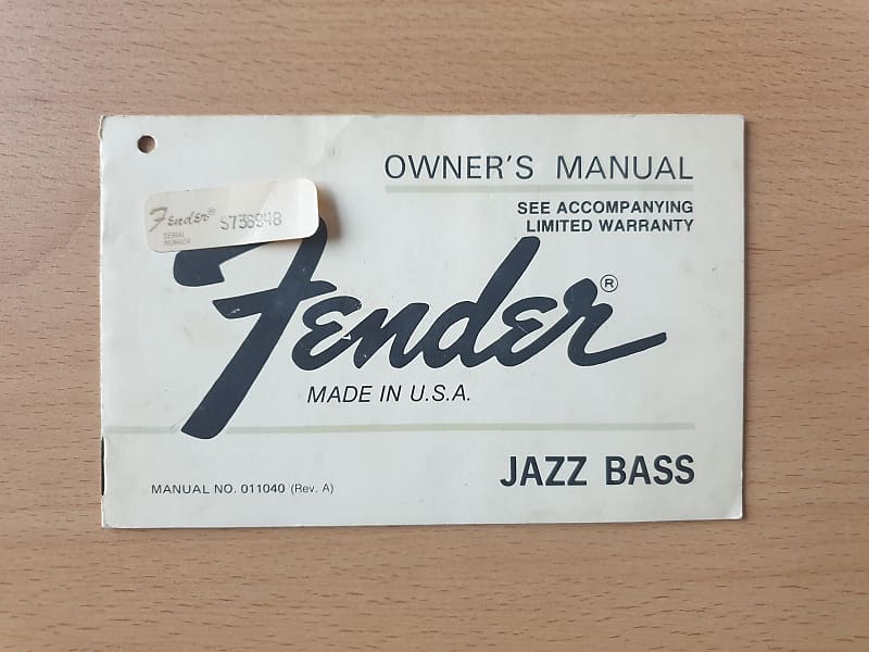 Fender Vintage Jazz Bass Owner's Manual 1977 Reverb