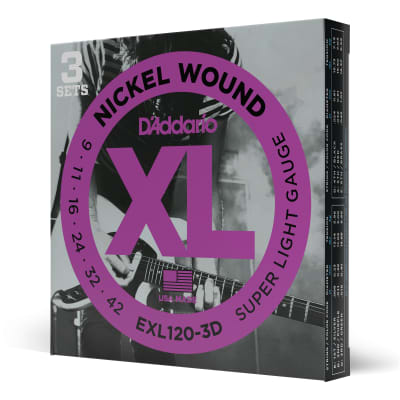 3 Sets of D'Addario EXL120 Nickel Wound Electric Guitar Strings (9-42) image 3