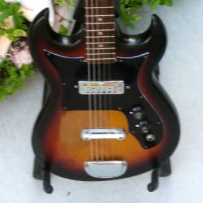 Vintage 1960's Teisco SG Style Sunburst Guitar W/ Gold Foil Pickup image 1