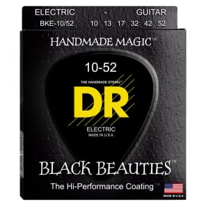 DR BKE-10 Black Geauty Coated Electric Guitar Strings - Big N Heavy (10-52)