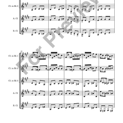 Clarinet Quartet Sheet Music - Paragon Rag (Scott Joplin). Arranged for clarinet quartet. Full Score and Parts. image 2