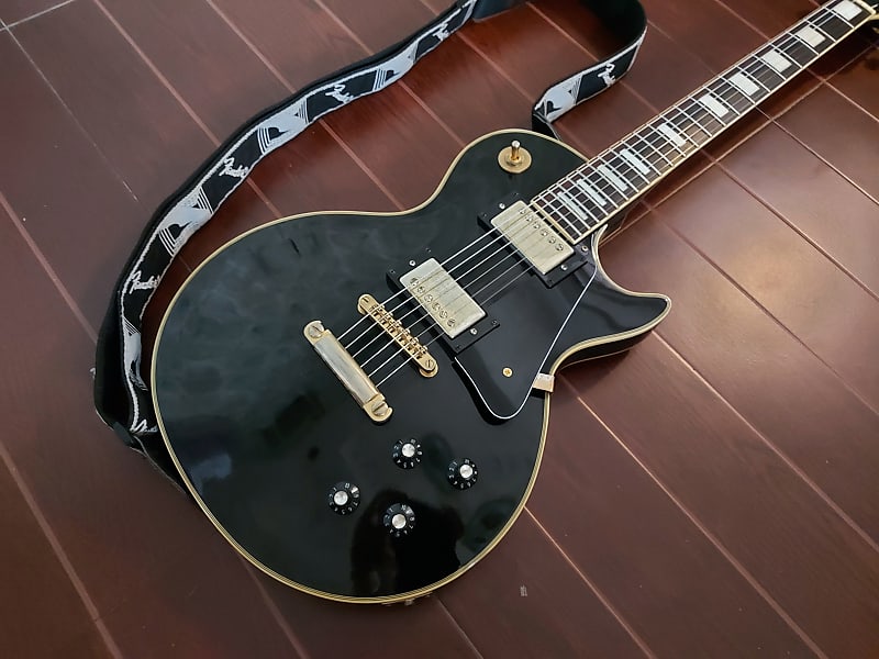Diamond Aria Les Paul Custom Black & Gold 1980's (Free | Reverb