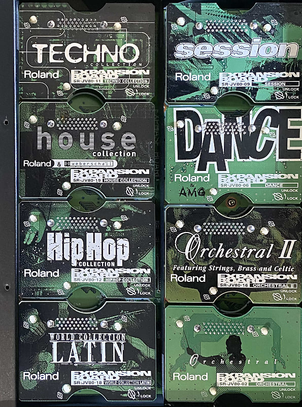 Roland SR-JV80 expansion boards – lot of 8 – SR-JV80 02 06 09 11 12 16 18 19 – JV, JD, XV SYNTHS – ONE-TIME CHANCE – MINT – MUST BUY – ROLAND JV-2080 – UNIQUE – AFFORDABLE SHIPPING image 1