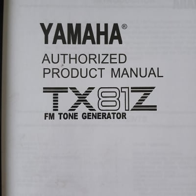 Product Manual for Yamaha TX81Z FM Tone Generator 1987