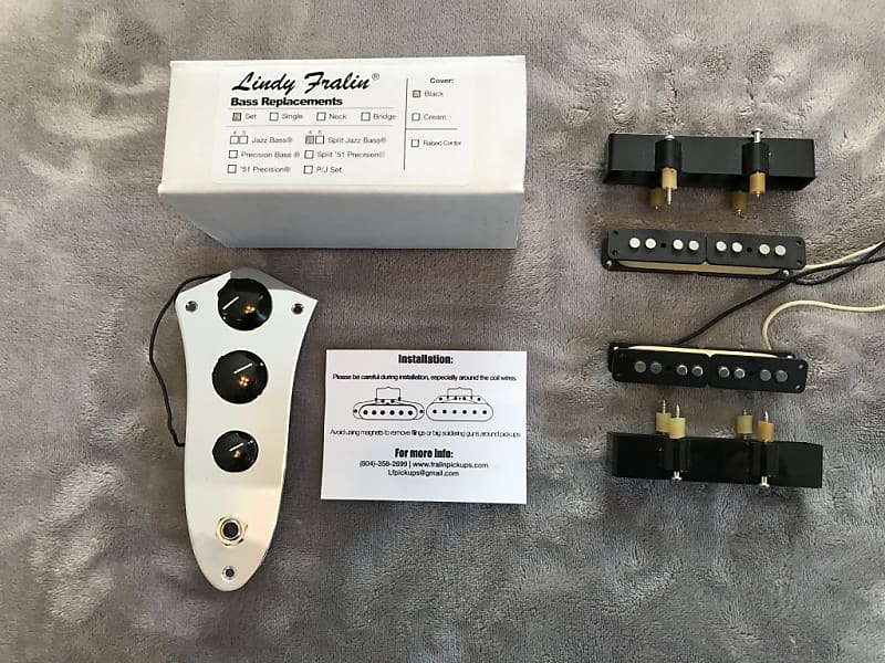 Lindy Fralin Jazz bass pickup set with 920 D pre wired control plate 2016 Black image 1