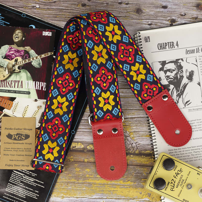 Embroidered Guitar Strap with Flowers Reverb Canada