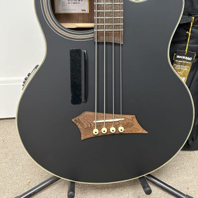 Warwick RockBass Alien Deluxe Thinline Hybrid 4 String Acoustic Electric Bass Guitar -Black image 2
