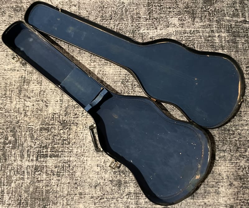 Vintage 1960’s Guitar Case Chipboard Cardboard Black w Blue Interior Worcester Epiphone Gibson SG Harmony Kay Silvertone image 1