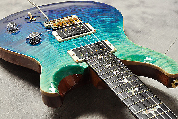 PRS Custom 24 Wood Library Kid Limited Blue Fade | Reverb