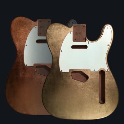 Made to Order - FRANCHIN Mars guitar body Glossy METALLIC LEAF (Gold/Silver/Copper) Alder T-type Made in Italy for sale