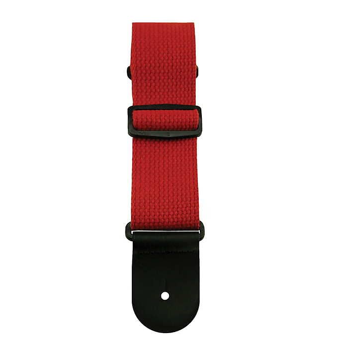 Henry Heller 2" Cotton Guitar Strap Red w/ Leather Ends HCOT2-RED image 1