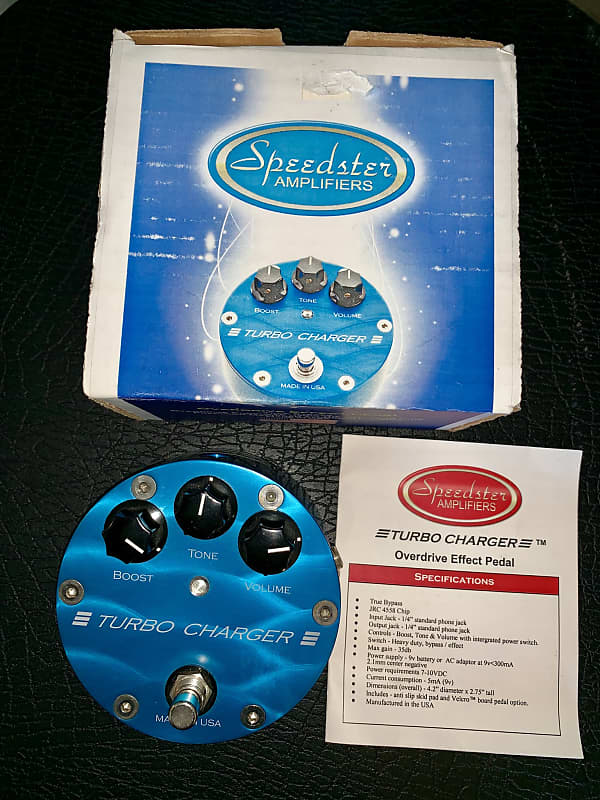 Speedster Turbo charger overdrive guitar effects pedal mint ! Box manual  made in usa