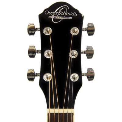 Oscar Schmidt OG10CEFTB Concert Cutaway Acoustic Electric Guitar, Flame Transparent Black image 6