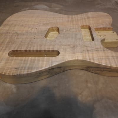 Unfinished 2 Piece Quarter Sewn Limba Telecaster Body Spalted Figured Flame Maple Top 4lbs 14oz! image 10
