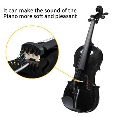 Unbranded Full Size 4/4 Violin Set for Adults Beginners Students with Hard Case, Violin Bow, Shoulder Rest, Rosin, Extra Strings 2020s - Black image 16