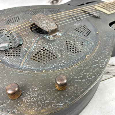 Royall FB Blues Hound Heavy Relic Copper Finish 14 Fret Single Cone Resonator With Pickup image 12