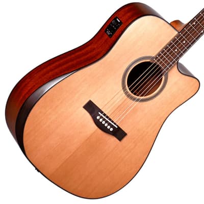Teton STS105CENT-AR Dreadnought with Armrest, Cutaway, Electronics Satin Natural for sale