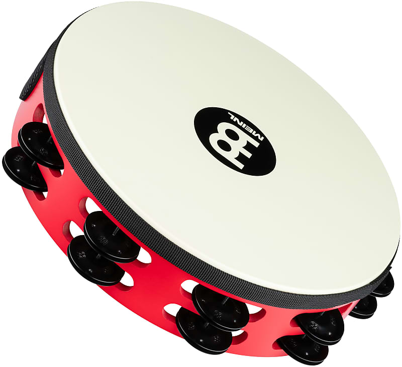 Meinl Percussion TAH2BK-R-TF Touring 10" Wood Tambourine with Synthetic Head, Steel Jingles image 1