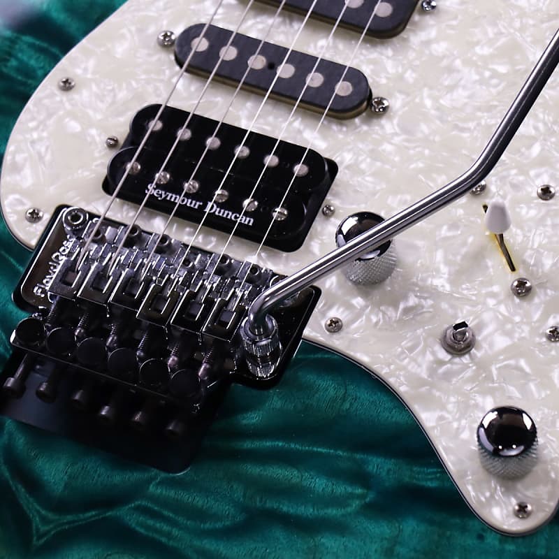 ギター SCHECTER EX-V-24 Black Turquoise SCHECTER EXCEED EX V 24 CTM FRT Black Turquoise (04/25) | Reverb