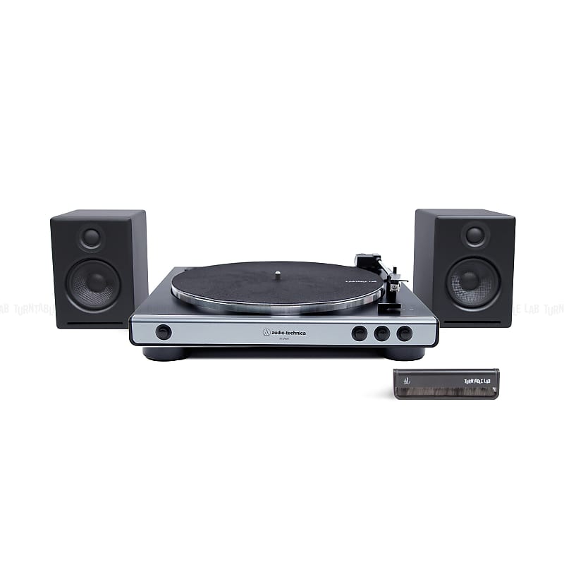 Audio-Technica: AT-LP60X / Audioengine A2+ / Turntable Package Silver Turntable / Black Speakers  			