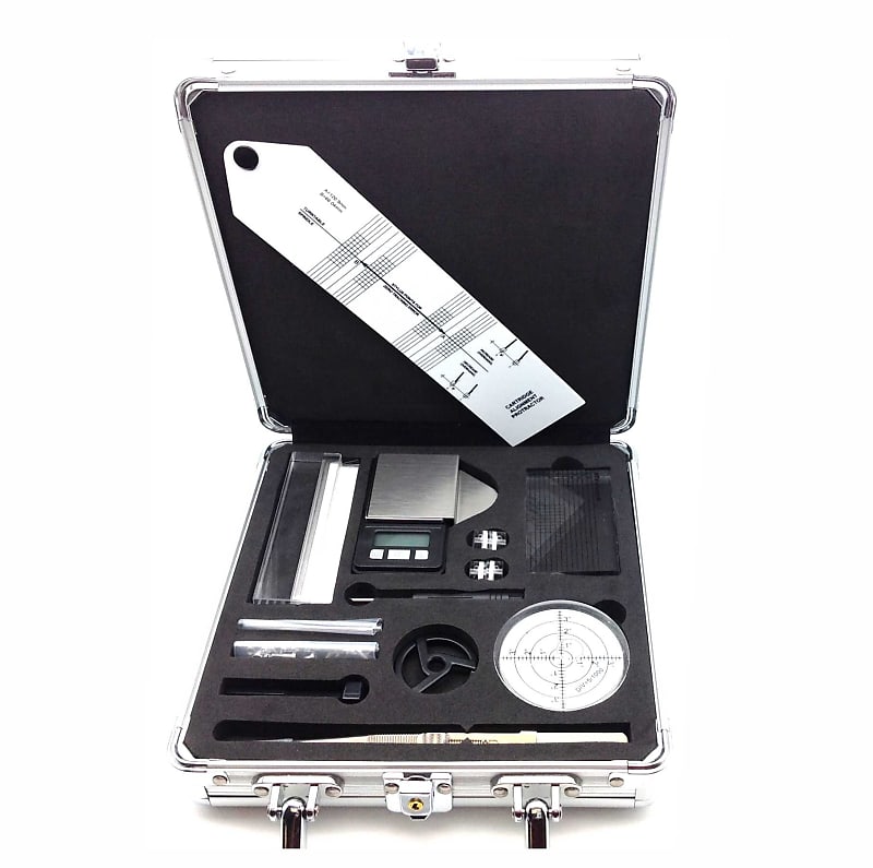 Pro Turntable Cartridge/Stylus Alignment, Cleaning and Tonearm Tuning Kit with Aluminum Carrying Case  			