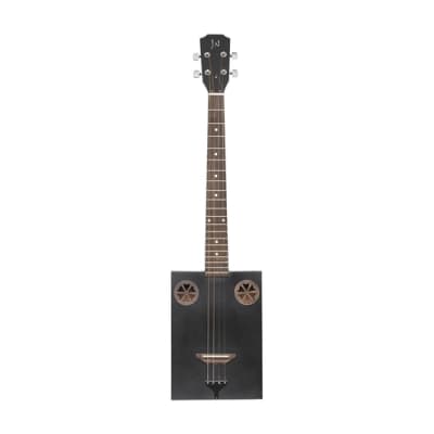 J.N. Guitars 4 String Cigar Box Acoustic Guitar w/ Gig Bag (CASK-FIRKCOAL) - Cask Coal image 4