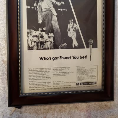 1977 Shure Micrrophones Promotional Ad Framed The Who Roger Daughtry, Pete Townsend, Moon Original for sale