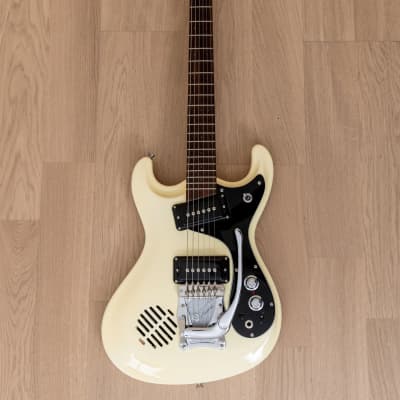 1990s Mosrite Ventures Model Travel Guitar 3/4 Size Body Pearl White Built-In-Amp, Kurokumo image 2