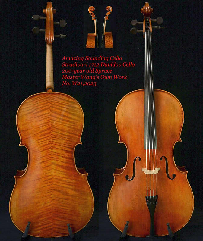 Stradivari 1712 Davidov Cello Master Wang's Own Work 200-y old Spruce No. W21 image 1