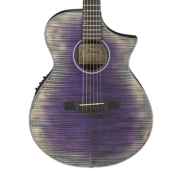 Ibanez AEWC32FM-GVL Thinline Acoustic/Electric Guitar w/ Flame Maple Top Glacier Violet Low Gloss image 3