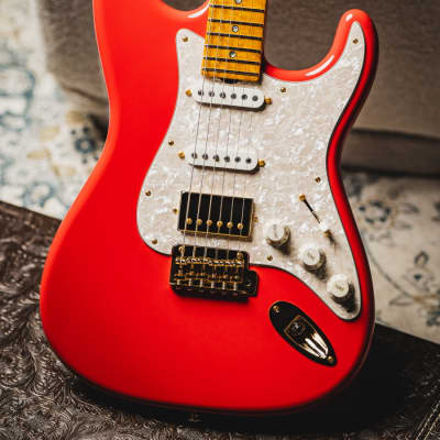 Don Grosh 30th Anniversary Limited Edition NOS Retro SSH-Fiesta Red w/Highly Figured 1-Piece 5A Roasted Birdseye Maple Neck & Gold Hardware for sale