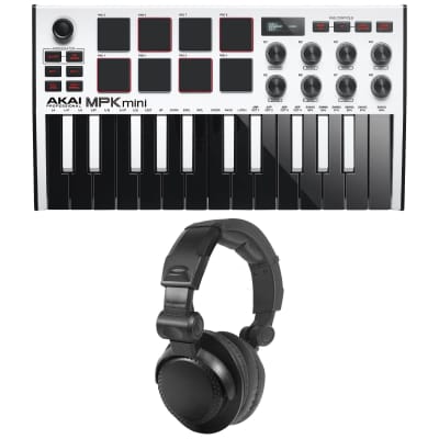Akai MPK Mini MKII MK3 White 25-Key USB MIDI Keyboard Controller w/Headphones