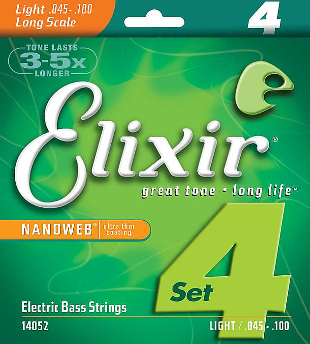 Elixir Light Nanoweb 4-String Bass Strings 45-100 image 1