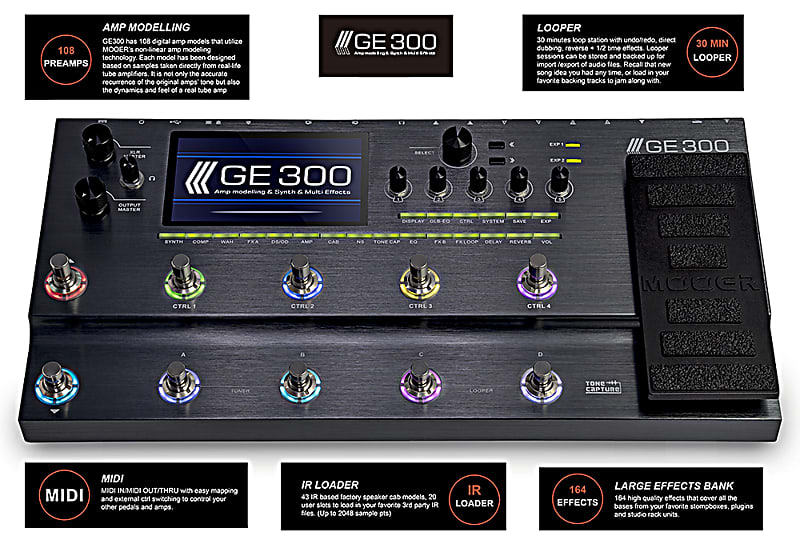 Mooer GE300 Guitar Multi-Effects Processor with synth engine In