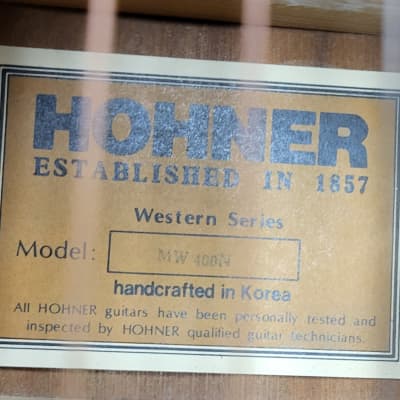 Vintage 1990's Hohner Korean Western Series MW 400N Dreadnought New Strings Pro Setup Original Hard Shell Case image 6