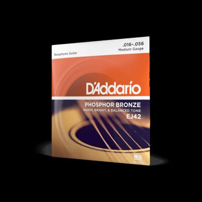 D'Addario EJ42 16-56 Medium Resophonic, Phosphor Bronze Resophonic Guitar/Dobro Strings EJ42