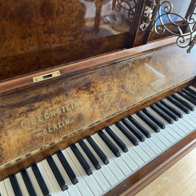 Extremely Beautiful Antique Bechstein Upright Piano 1894 Burr Walnut Fully Restored With Guarantee image 7