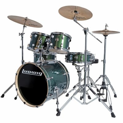 Ludwig LCEE20018EXP Element Evolution 5-Piece Drum Set with Hardware, Emerald Sparkle image 2