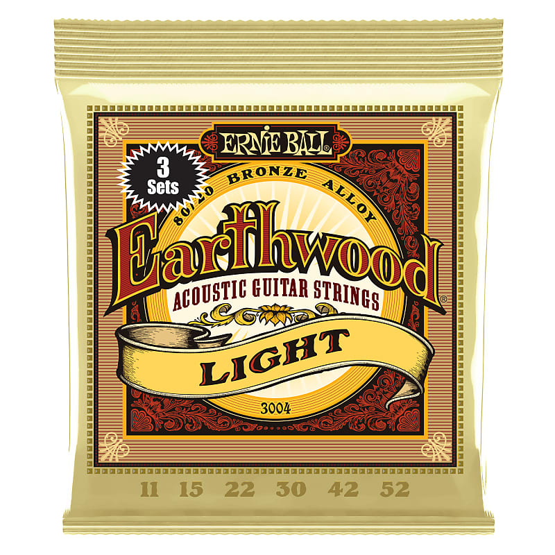 Ernie Ball Earthwood Light 80/20 Bronze Acoustic Guitar Strings 3-Pack - 11-52 Gauge image 1
