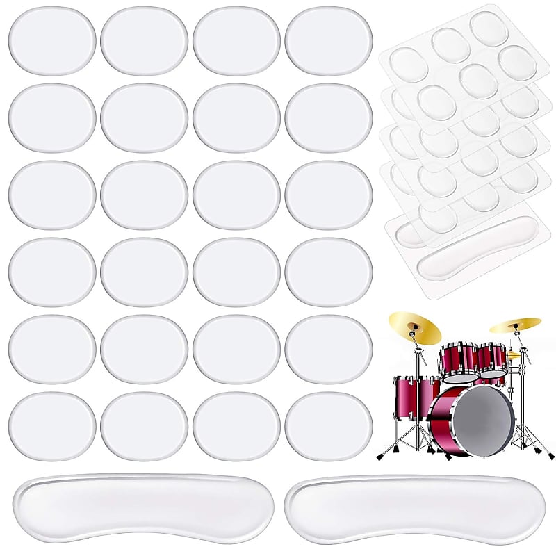 Drum Dampeners Gel Pads, 24 Pieces Oval Drum Dampeners 2 Reverb