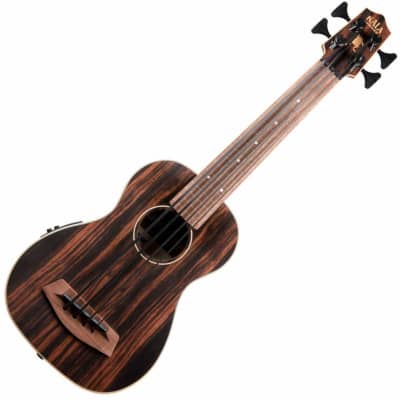 Kala U-Bass-EBY-FL Striped Ebony Fretless Acoustic-Electric U-Bass Ukulele for sale