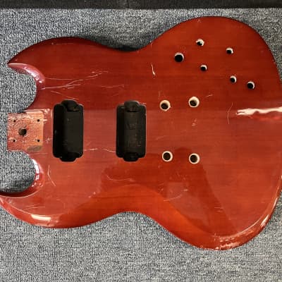 Unbranded SG style guitar body - worn cherry Project build #3 image 8