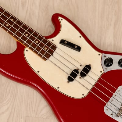1967 Fender Mustang Bass Vintage Short Scale Bass Dakota Red w/ Case image 7
